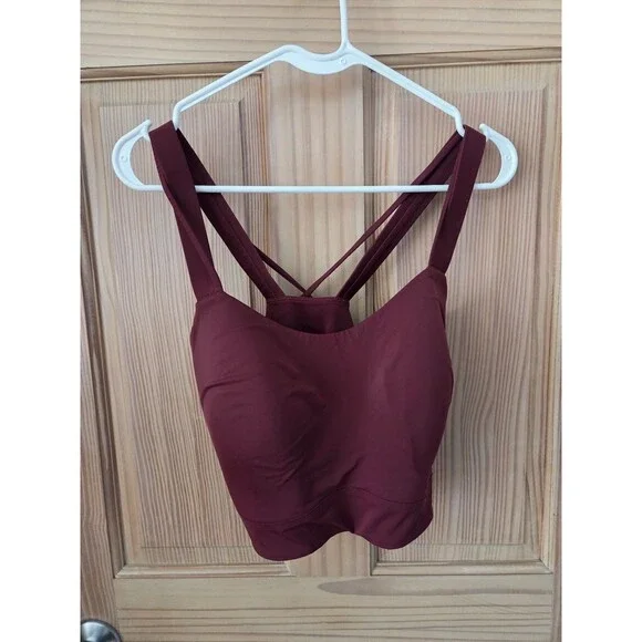 Lululemon Burgundy Sports Bra Strappy Back Formed Cups No Tag XXL ? - Picture 3 of 5